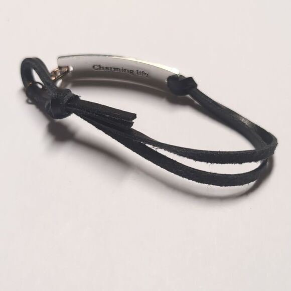 105 Charming Life Black Strand Silver Plate Engraved She Believed She Could - Picture 4 of 5